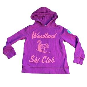 Peek Girls M 6-7 Purple Hooded Sweatshirt Woodland Ski Club I’m A Ski Nut